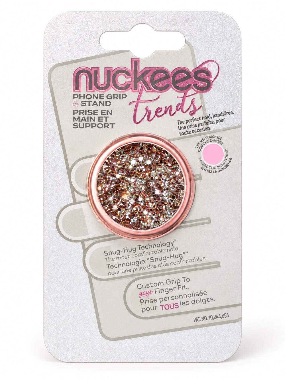 Nuckees Trends Rose Gold Glitter Phone Grip & Stand
